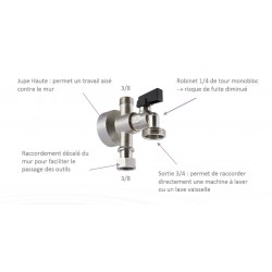 Applique de piquage pour machine à laver - Avec robinet monobloc - RIQUIER - Robinets pour machine à laver - SI-120046