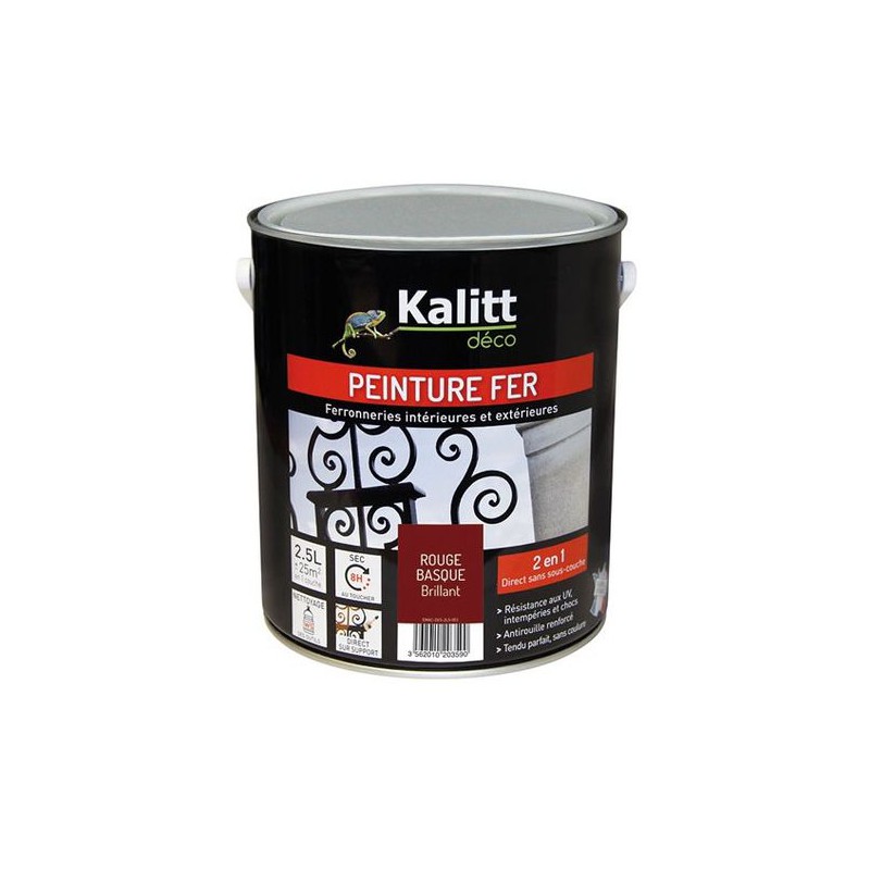 Peinture spécial Fer - Rouge basque - Brillant - 2.5 L - KALITT - Peintures - DE-368324