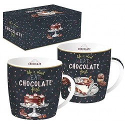 Mug x 2 - Chocolate - Porcelaine - EASY LIFE - Tasse / Mug - DE-556176