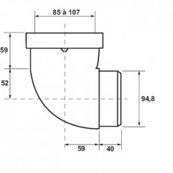 Pipe WC courte - 85 à 107 mm - NICOLL - Raccordement WC - SI-944022