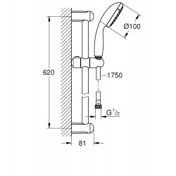 Ensemble de douche 2 jets avec barre - Tempesta 100 - GROHE - Ensemble et barre de douche - SI-117505