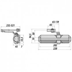 Ferme-porte force 3/4 à bras compas - TS68F - DORMAKABA - Ferme-porte et pivot - SI-330279