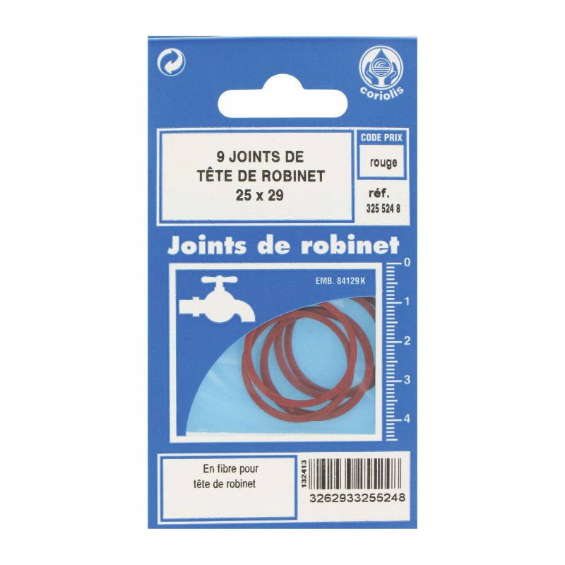 Joint en fibre pour tête de robinet - ⌀25 x 29 mm - Lot de 9 - GRIPP - Joint fibre de tête de robinet - BR-790273