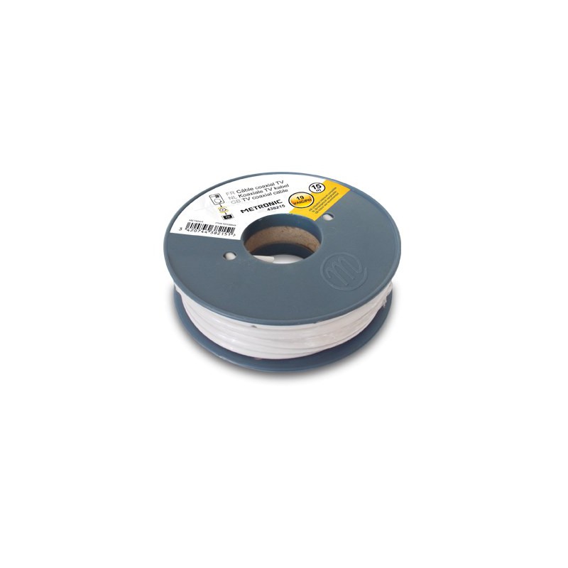 Câble coaxial blanc en bobine 10 m - METRONIC - Télévision - BR-440556