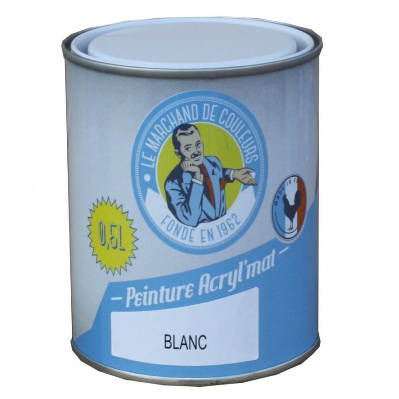 Peinture acrylique - Murs et plafonds - Mat - Blanc - 0.5 L - ONIP - Peintures - MC70125