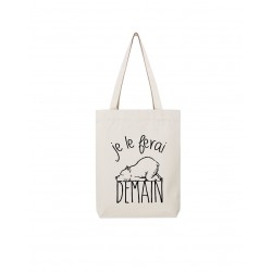 Tote bag - Je le ferai demain - Ours - LE FABULEUX SHAMAN - Poussette de marché / Cabas / Panier - DE-399626