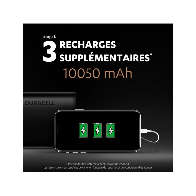 Chargeur portable par USB - Powerbank 10050 mAh - DURACELL - Chargeur et accumulateur - SI-534887