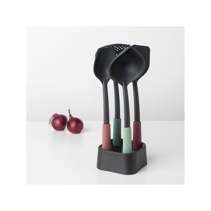 4 ustensiles double fonctions et socle - Tasty Plus- BRABANTIA - Fouet, spatule, cuillère, louche - DE-549965