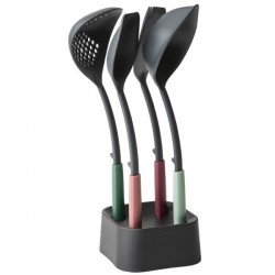 4 ustensiles double fonctions et socle - Tasty Plus- BRABANTIA - Fouet, spatule, cuillère, louche - DE-549965