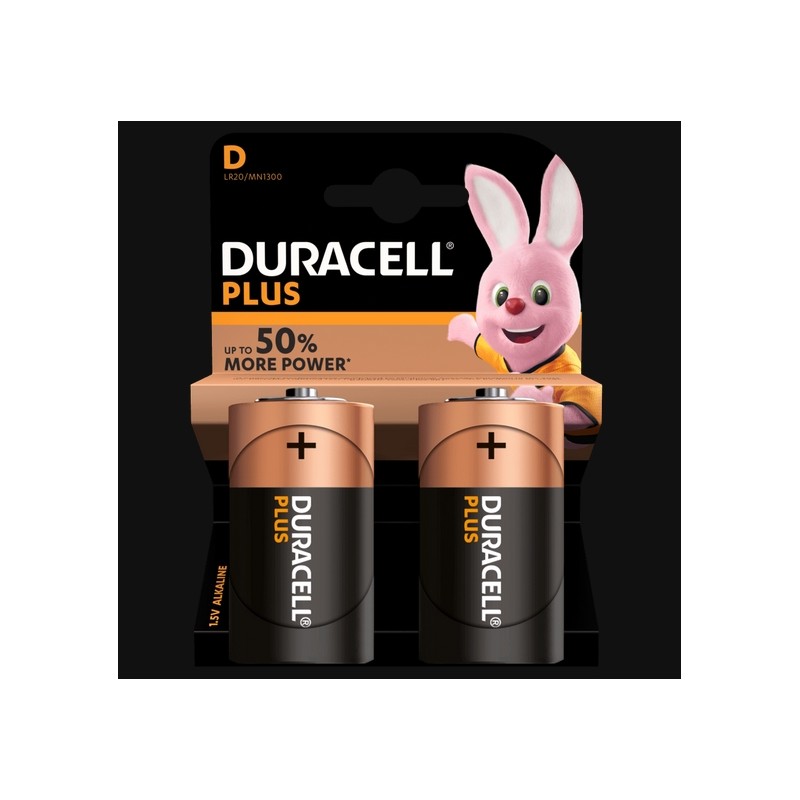 Piles Plus alcaline - LR20 - D - Lot de 2 - DURACELL - Pile classique - SI-534845