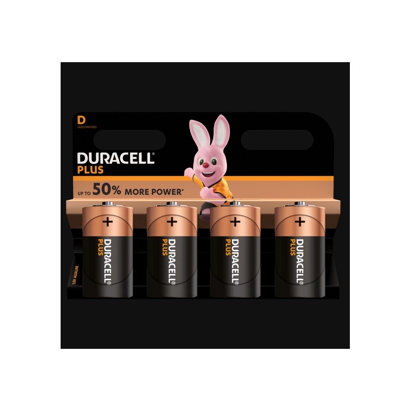 Piles Plus alcaline - LR20 - D - Lot de 4 - DURACELL - Pile classique - SI-534846