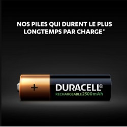 Piles rechargeables - LR06 - AA - 2500 mAh- Lot de 4 - DURACELL - Pile rechargeable - SI-534851