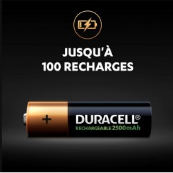 Piles rechargeables - LR06 - AA - 2500 mAh- Lot de 4 - DURACELL - Pile rechargeable - SI-534851