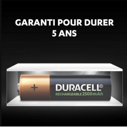 Piles rechargeables - LR06 - AA - 2500 mAh- Lot de 4 - DURACELL - Pile rechargeable - SI-534851