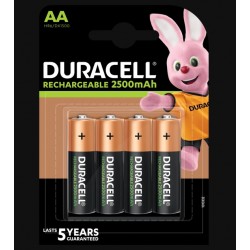 Piles rechargeables - LR06 - AA - 2500 mAh- Lot de 4 - DURACELL - Pile rechargeable - SI-534851