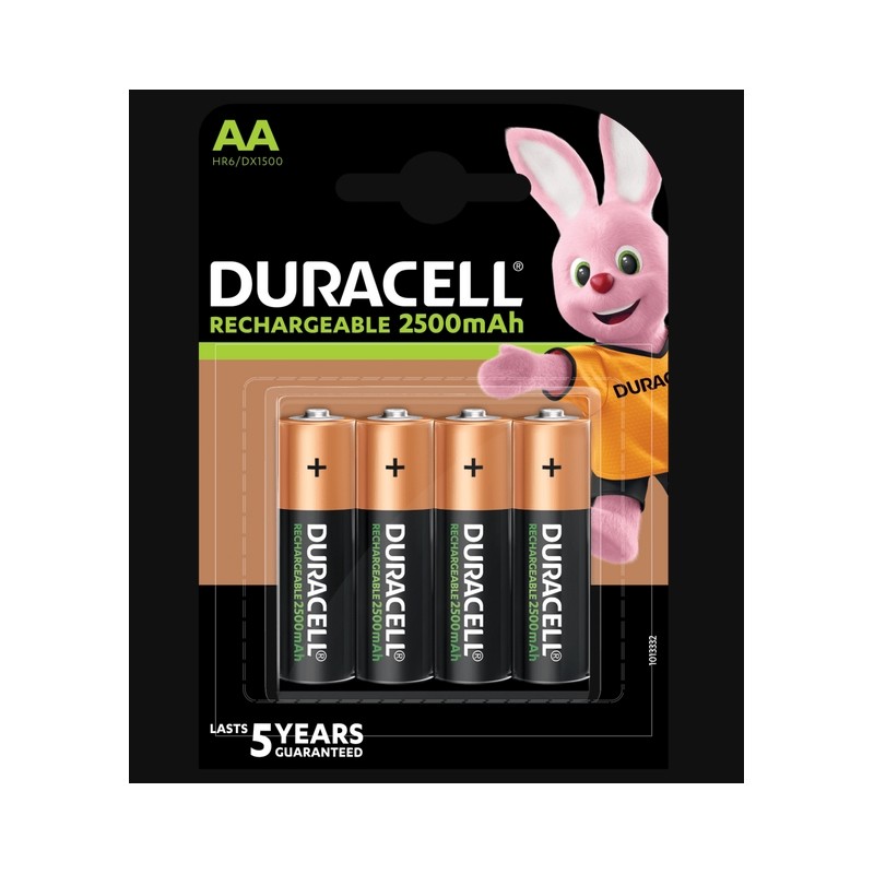 Piles rechargeables - LR06 - AA - 2500 mAh- Lot de 4 - DURACELL - Pile rechargeable - SI-534851