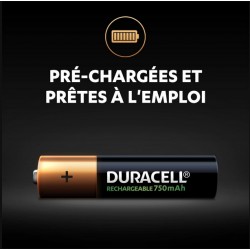 Piles rechargeables - LR03 - AAA - 750 mAh- Lot de 4 - DURACELL - Pile rechargeable - SI-534855