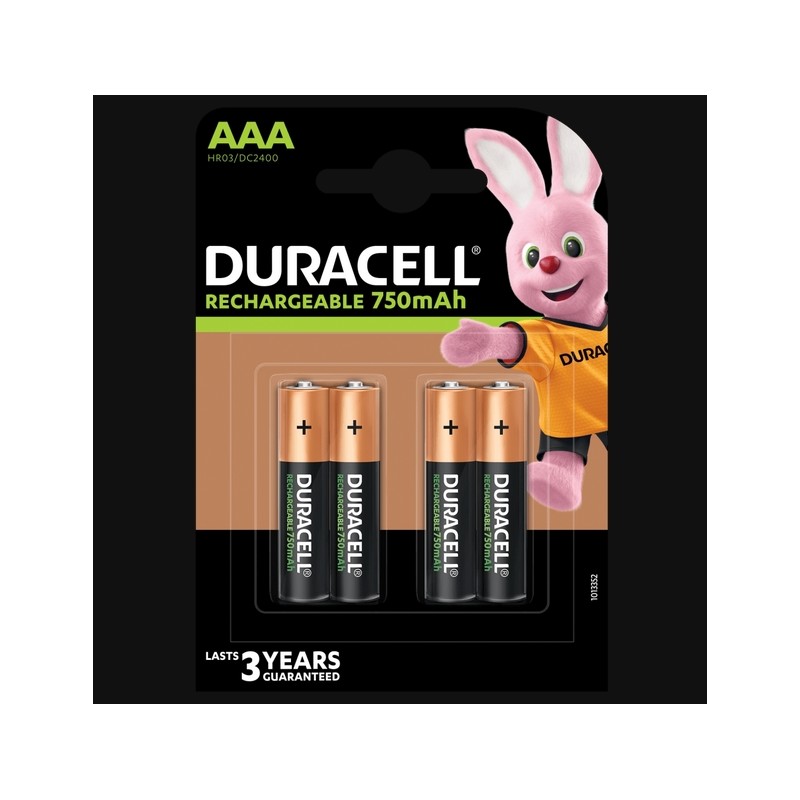 Piles rechargeables - LR03 - AAA - 750 mAh- Lot de 4 - DURACELL - Pile rechargeable - SI-534855