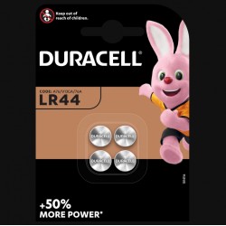 Piles boutons alcalines- LR44 - 1.5 Volts - Lot de 4 - DURACELL - Pile miniature / plate - SI-534880