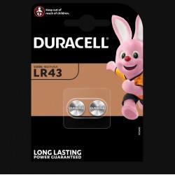 Piles boutons alcalines- LR43 - 1.5 Volts - Lot de 2 - DURACELL - Pile miniature / plate - SI-534878