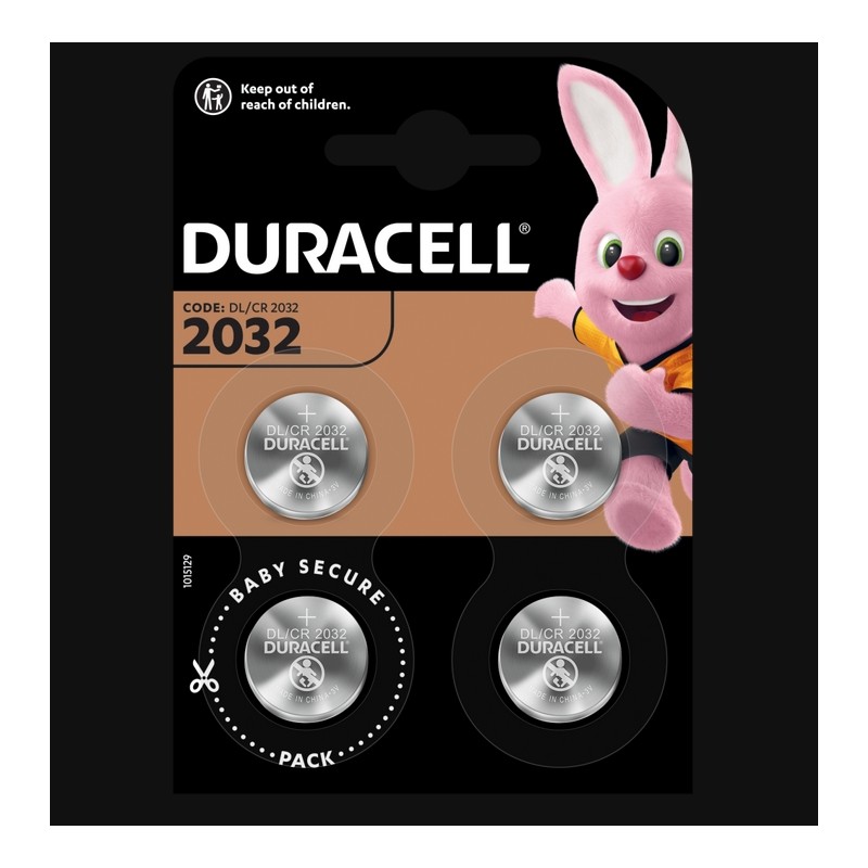 Piles boutons Lithium - CR2032 - 3 Volts - Lot de 4 - DURACELL - Pile miniature / plate - SI-534867