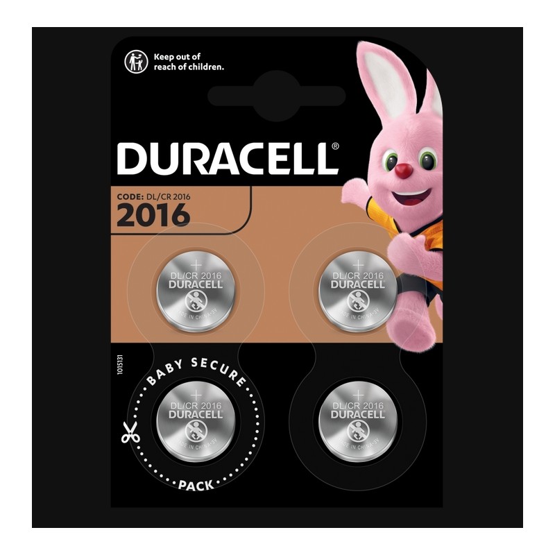 Piles boutons Lithium - CR2016 - 3 Volts - Lot de 4 - DURACELL - Pile miniature / plate - SI-534865