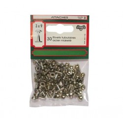 Rivet tubulaire en acier nickelé - ⌀3 x 9 mm - Lot de 30 - VYNEX - Rivet - DE-370890