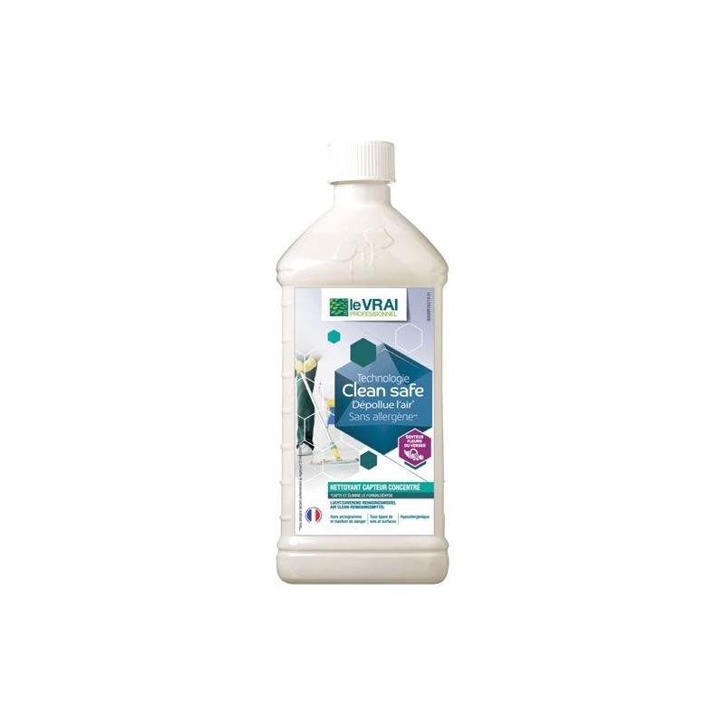 Nettoyant multi surfaces / dépolluant air - Clean Safe - Concentré 1 L - LE VRAI PROFESSIONNEL - Produits multi-usages - DE-5...