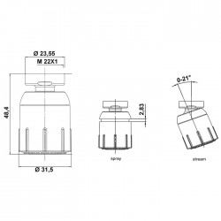 Aérateur Orientable - Variolino - Femelle 22 x 100 mm / Mâle - 24 x 100 mm - NEOPERL - Aérateurs et brise-jets - SI-220062