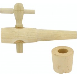 Robinet vinaigrier en bois avec son bouchon liège - 98 mm - Pour huile, vinaigre et condiment - BR-110841