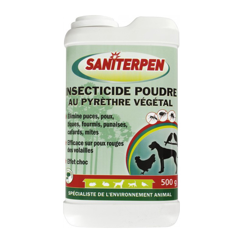 Insecticide - Environnement animal - Puces, poux, fourmis, tiques - Poudre 500 gr - SANITERPEN - Hygiène et entretien animaux...