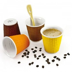 Gobelet Espresso x 4 - Porcelaine / Silicone - 10 cl - Nid d'Abeille Soft - LES ARTISTES - Tasse / Mug - DE-550039