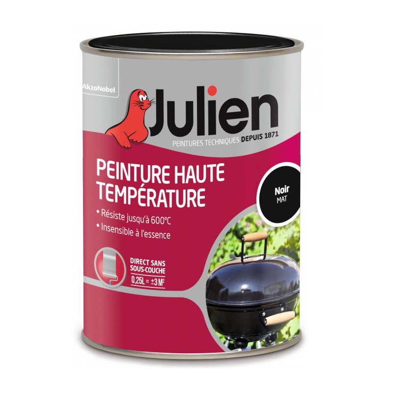 Peinture hautes-températures - Noir - 0.250 L - JULIEN - Peintures - BR-450127