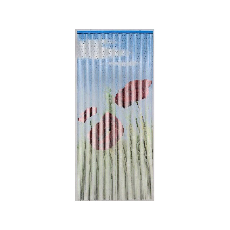 Rideau - Bambou peint - Coquelicot - 200 x 90 - MOREL - Rideaux - DE-183368