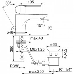 Mitigeur lavabo - Sans vidage - Pyla - SIDER - Robinets / Mitigeurs - SI-133237