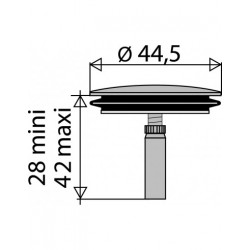 Clapet rentrant pour vidage de baignoire - Inox - 44.5 mm - VALENTIN - Bouchons / clapets et grilles de vidage - SI-416099