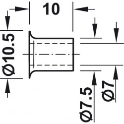 Douille à enficher pour perçage de 7.5 mm - Nickelé - HAFELE - Équerre / Taquet - SI-421038