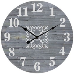 Horloge murale à pile - Bois - Gris - 30 cm - Bazar - DE-574609