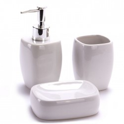 Ensemble 3 accessoires - Classic - Blanc - MSV - Accessoires salle de bain - DE-505456