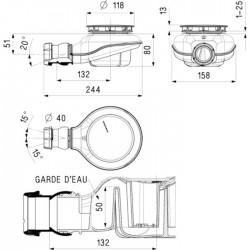 Bonde receveur de douche - Turboflow2 - ABS - NICOLL - Bondes pour lavabo / Bidet / Douche - SI-400300