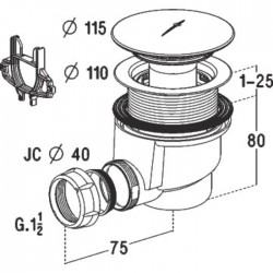 Bonde receveur de douche plastique - Horizontale - 90 mm - NICOLL - Bondes pour lavabo / Bidet / Douche - SI-619041