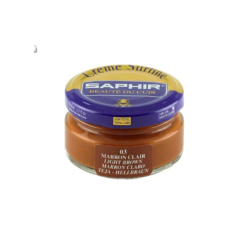 Cirage - Crème surfine - 50 ml - Marron clair - Saphir - AVEL - Entretien du cuir - DE-336404