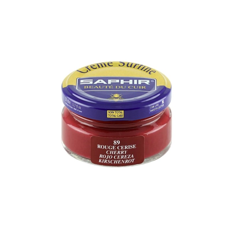 Cirage - Crème surfine - 50 ml - Rouge Cerise - Saphir - AVEL - Entretien du cuir - DE-527689