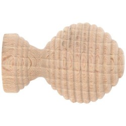 Embout de barre à vis x 2 - Bois - Brut - Boule striée - D 20 mm - MOBOIS - Accessoires rideaux - DE-512500