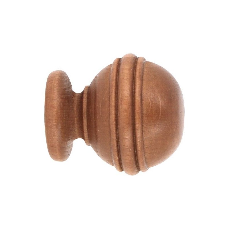 Embout de barre à visser - Bois - Merisier - Boule rainurée - D 28 mm - MOBOIS - Accessoires rideaux - DE-512542