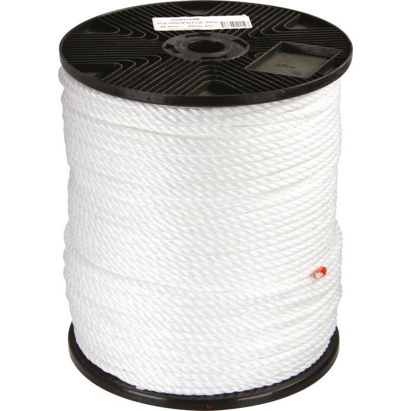 Corde Polypropylène - 3 torons - 250 m / D 6 mm - Blanc - CORDERIES TOURNONAISES - Cordage - BR-085899