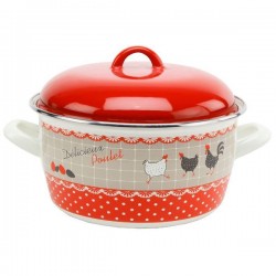 Faitout - Décor Poule - Rouge / beige - 20 cm - BAUMALU - Casserole / Faitout - DE-200667