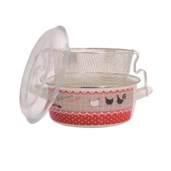 Friteuse - Décor Poule - Rouge / beige - 26 cm - BAUMALU - Casserole / Faitout - DE-200650