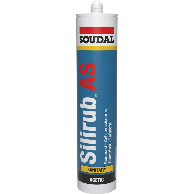 Mastic sanitaire - Silicone acétique - Silirub AS - Blanc - 300 ml - SOUDAL - Mastic sanitaire - SI-164758