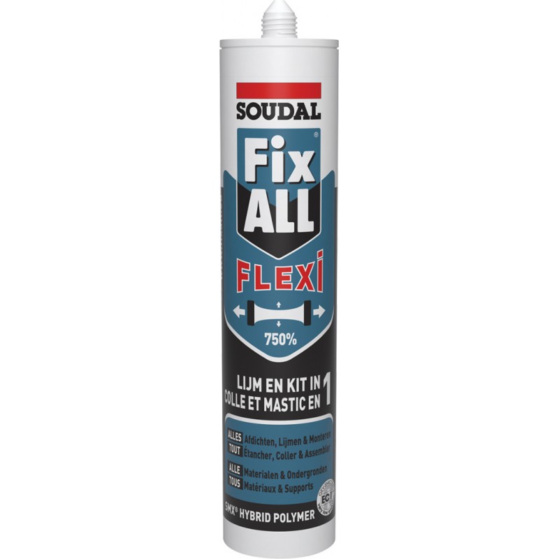 Mastic colle polymère hybride - Fix ALL Flexi - 290 ml - SOUDAL - Mastic de fixation - SI- 396234